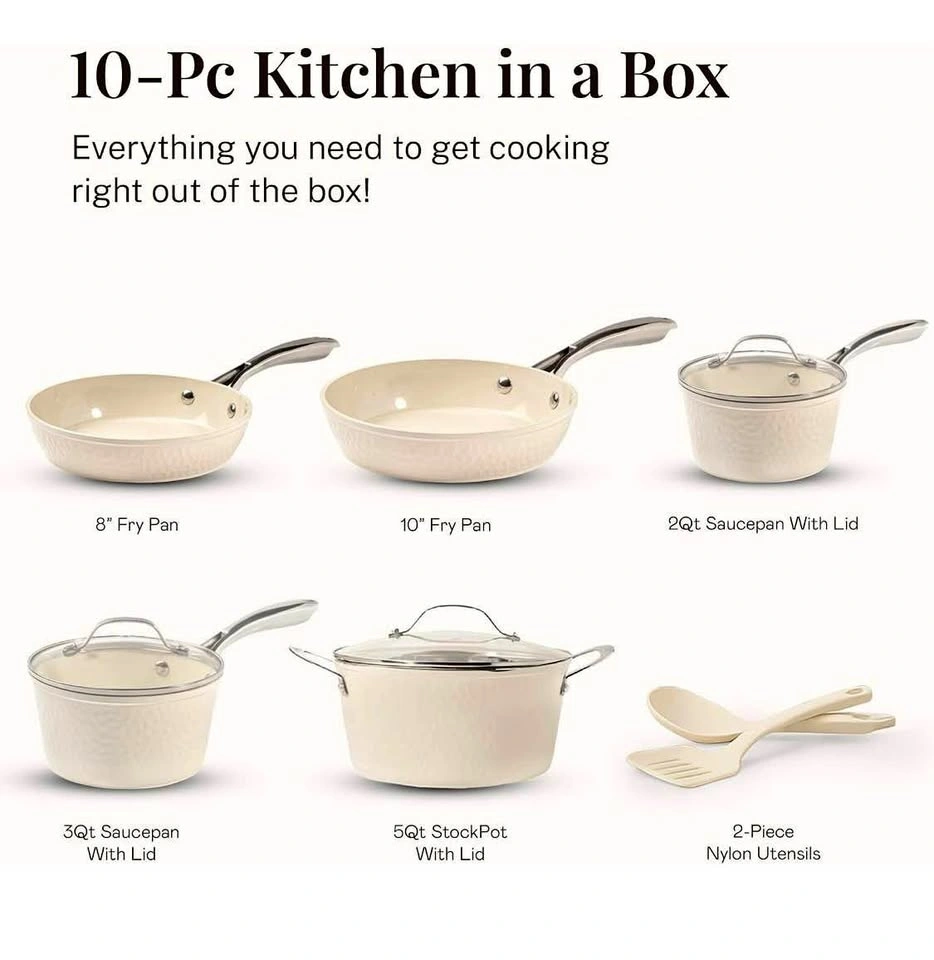 GOTHAM STEEL Hammered 10 Pc Ceramic Pots and Pan Set