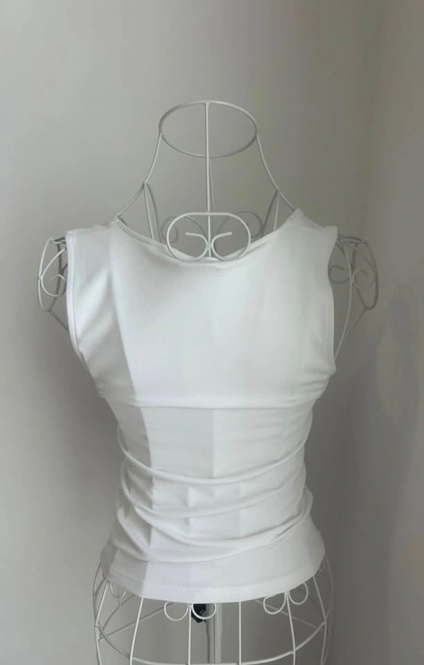 ARITZIA WILFRED White Twist-Rosette V-Neck Tank /XS - photo 3
