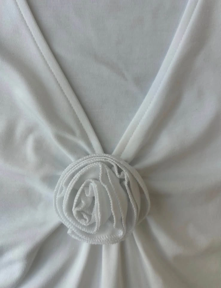 ARITZIA WILFRED White Twist-Rosette V-Neck Tank /XS - photo 5