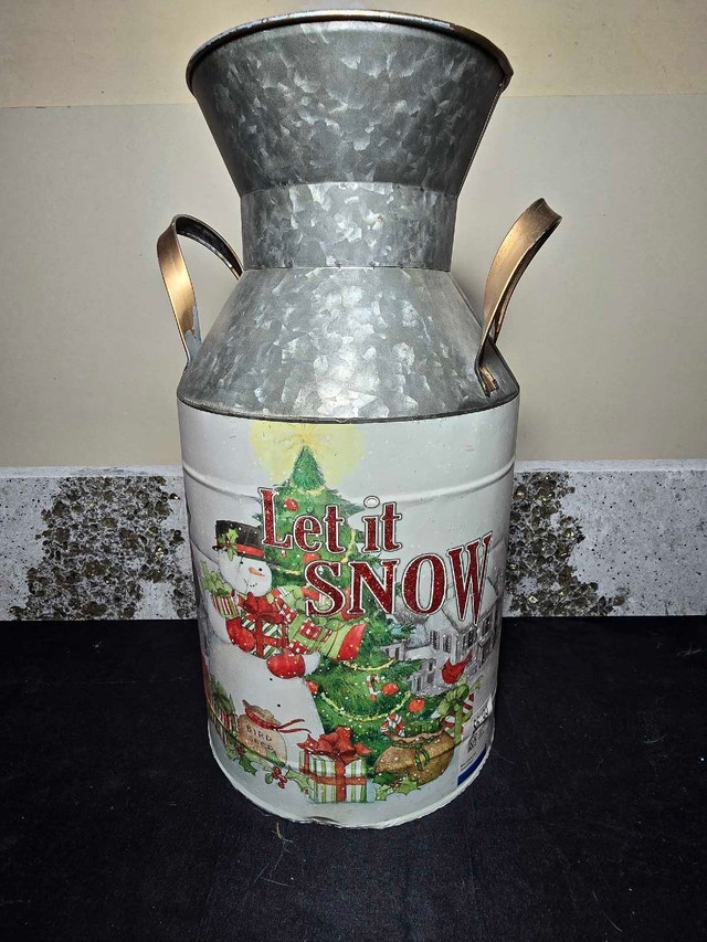 Let it Snow Metal Milk Can Decor - photo 2