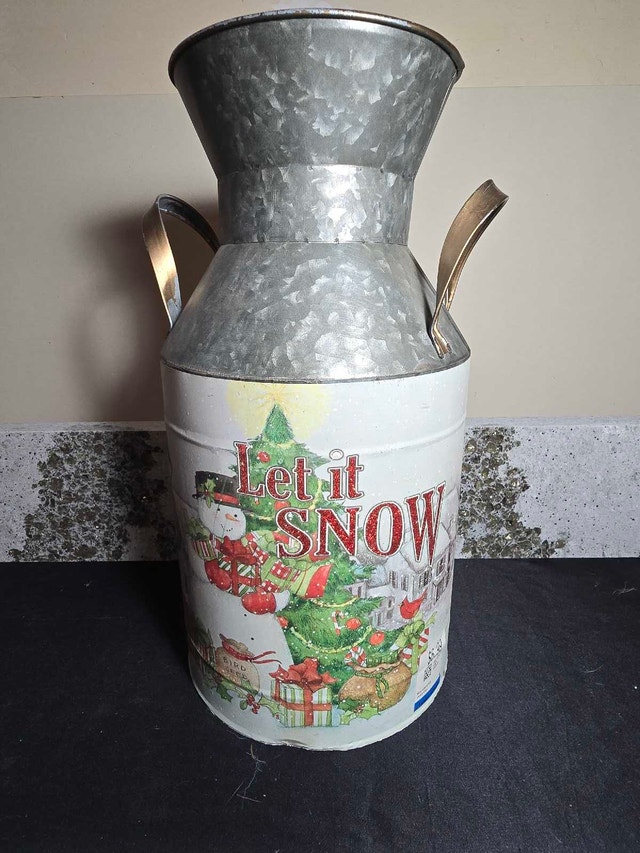 Let it Snow Metal Milk Can Decor - photo 3