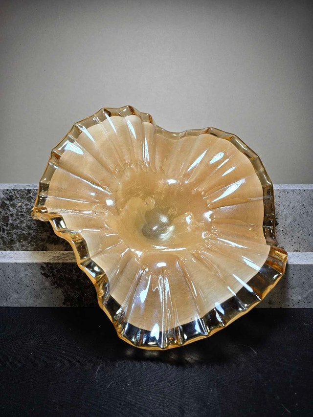 Amber Iridescent Heart Shaped Glass Dish - photo 2