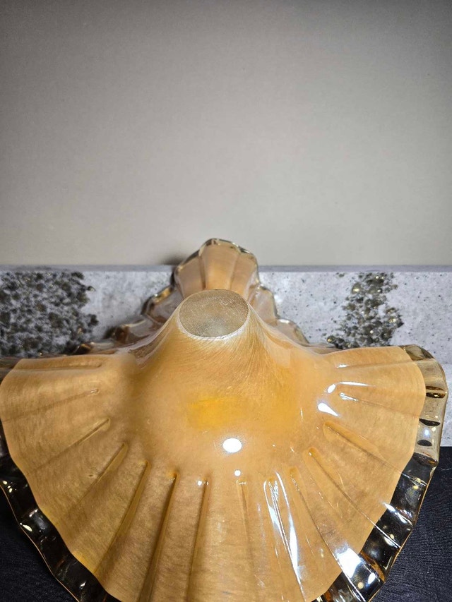 Amber Iridescent Heart Shaped Glass Dish - photo 4