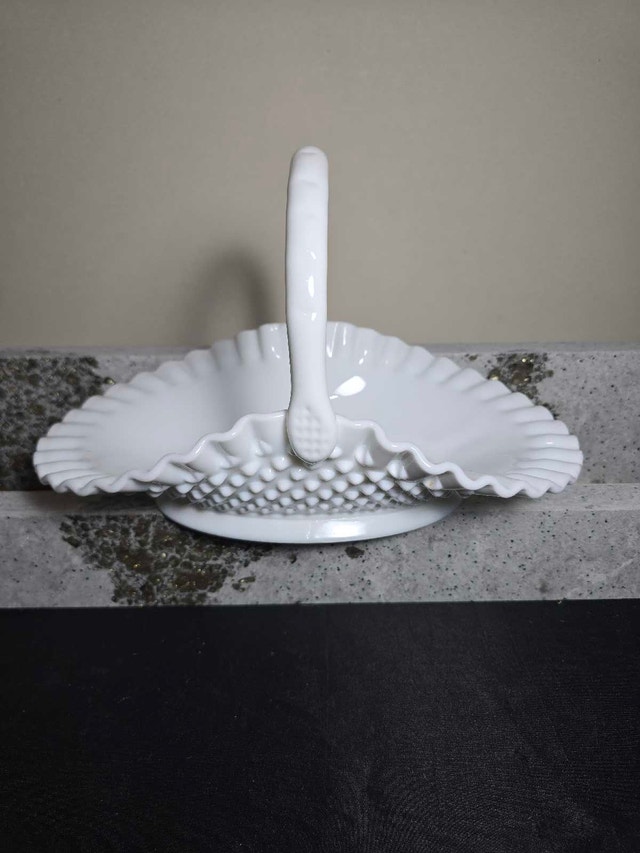 Fenton Milk Glass Hobnail Basket - photo 2