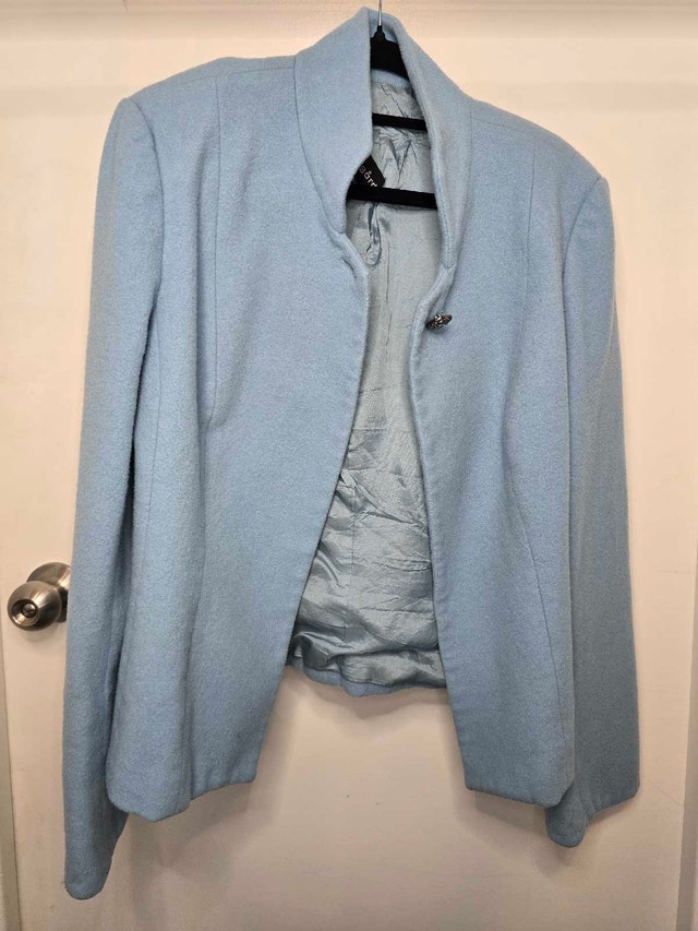 Light Blue Wool Blend Jacket - photo 2