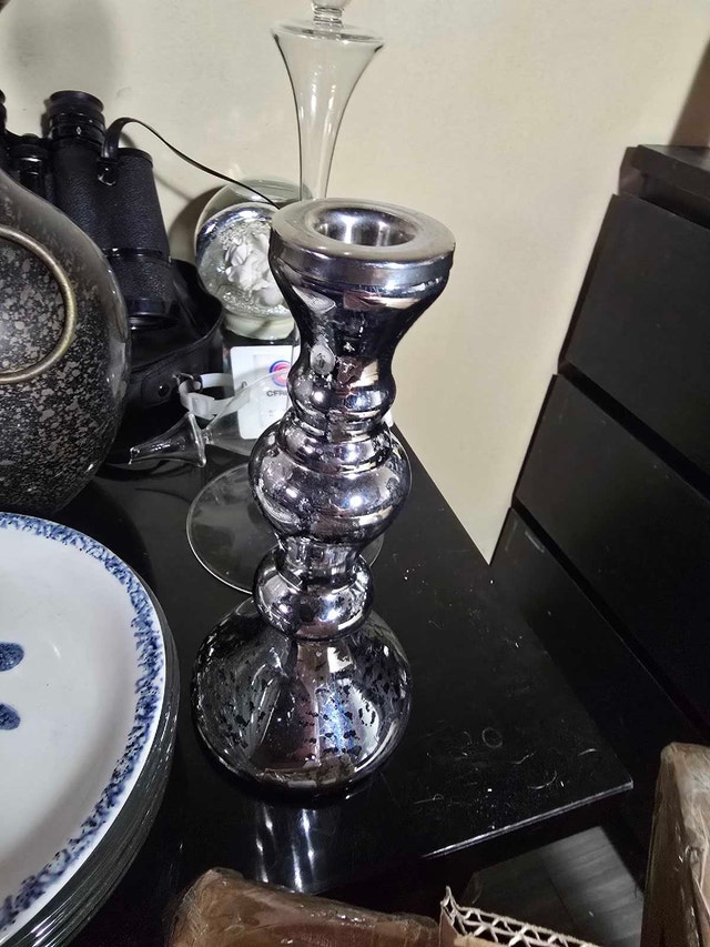 Silver Mercury Glass Candle Holder
