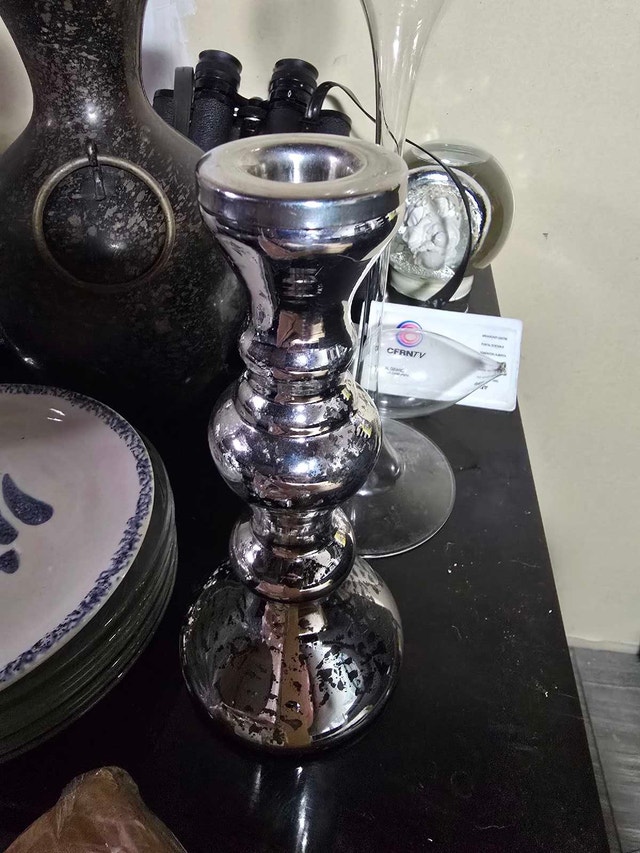 Silver Mercury Glass Candle Holder - photo 2
