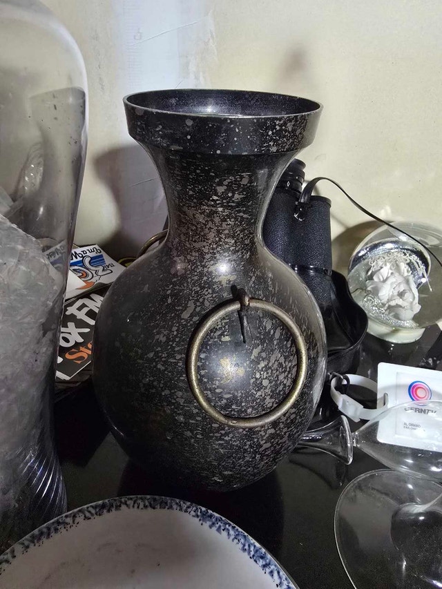 Metal Decorative Vase with Ring Handles
