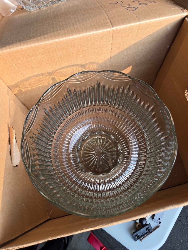 Vintage Glass Punch Bowl Set