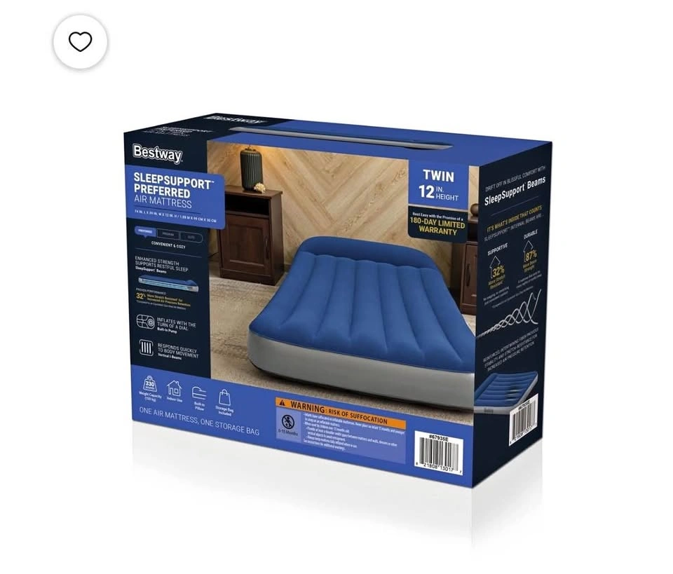 Bestway Twin Air Mattress – Built-In Electric Pump