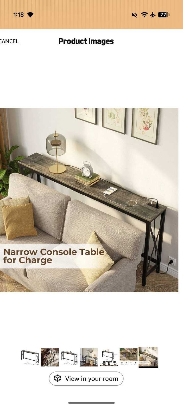 Narrow Sofa Table with Outlets - photo 3