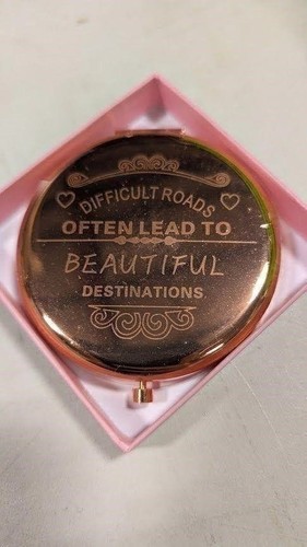 Engraved Compact Mirror 'Difficult Roads Lead To Beautiful Desti - photo 5