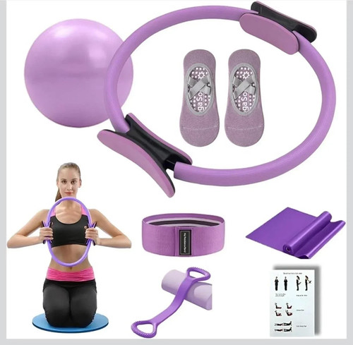 Pilates Ring Circle Set Home Fitness Kit Exercise Ball Resistanc