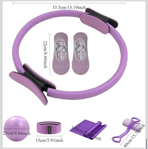 Pilates Ring Circle Set Home Fitness Kit Exercise Ball Resistanc - photo 5
