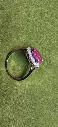 7.64ct Natural Mozambique Ruby Ring Sterling Silver Zirconia Hal
