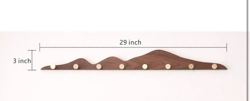 Walnut Coat Rack Wall Mount with 8 Gold Brass Hooks - photo 2