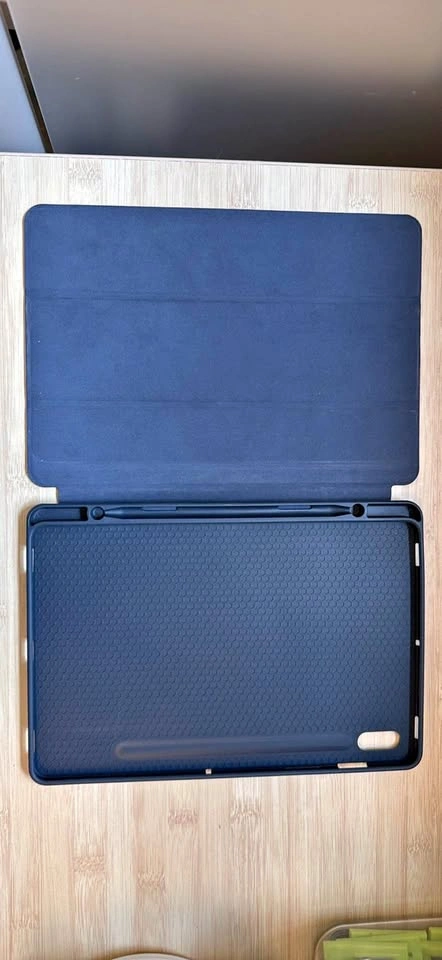 Navy Blue Trifold Tablet Case with Stylus Holder