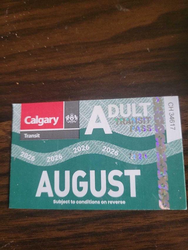 Adult bus pass for august