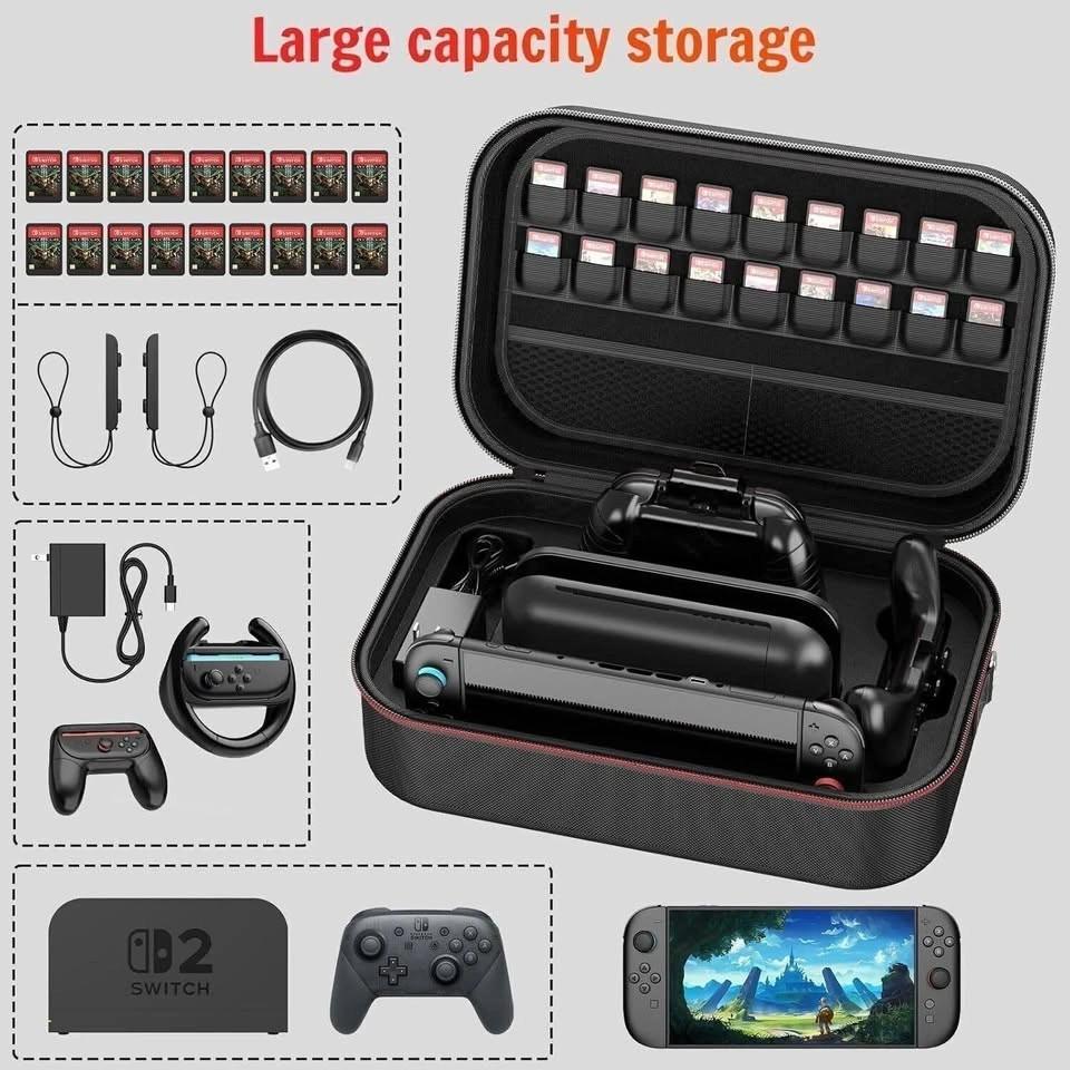 New ✅ Switch2 Carrying Case w/18 Game Holders - photo 2