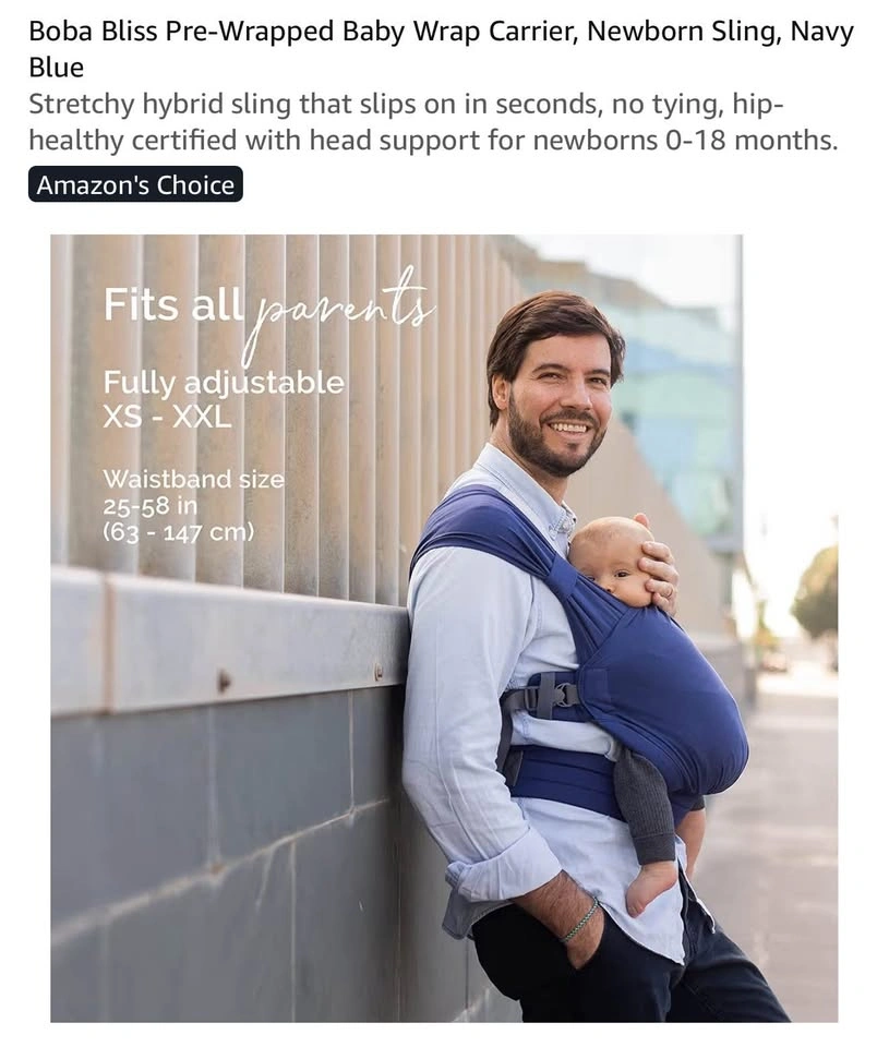 Boba Bliss Pre-Wrapped Baby Wrap Carrier | Navy Blue | NWT - photo 5