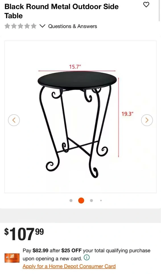 Black Round Metal Outdoor Side Table