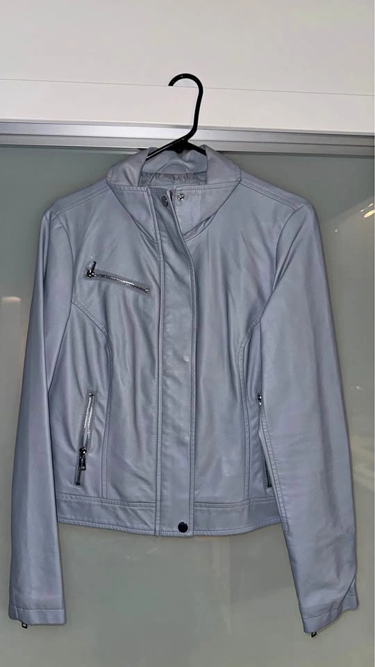 Guess blue leather jacket M