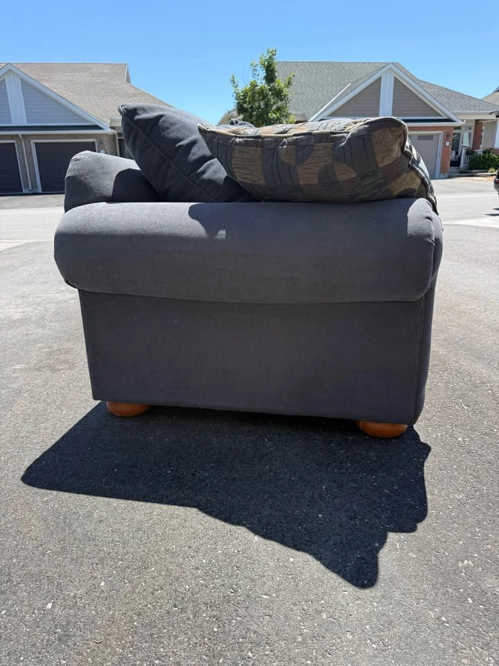 Grey/blue Fabric Sofa with Rolled Arms - photo 3