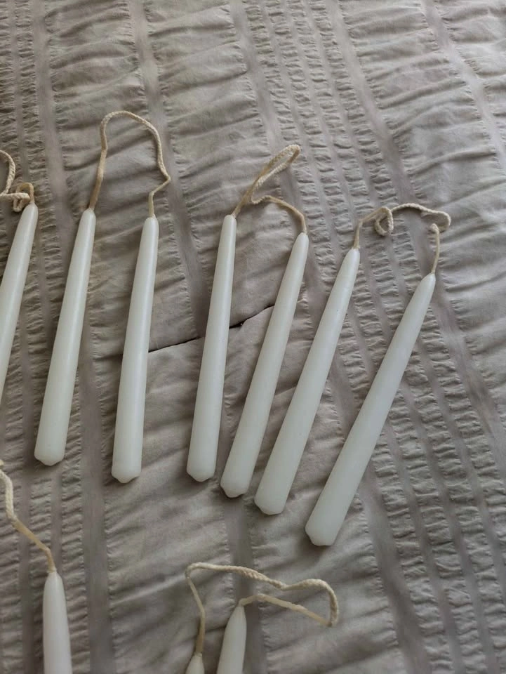 Hand-Dipped White Taper Candles - Set of 16 - photo 3