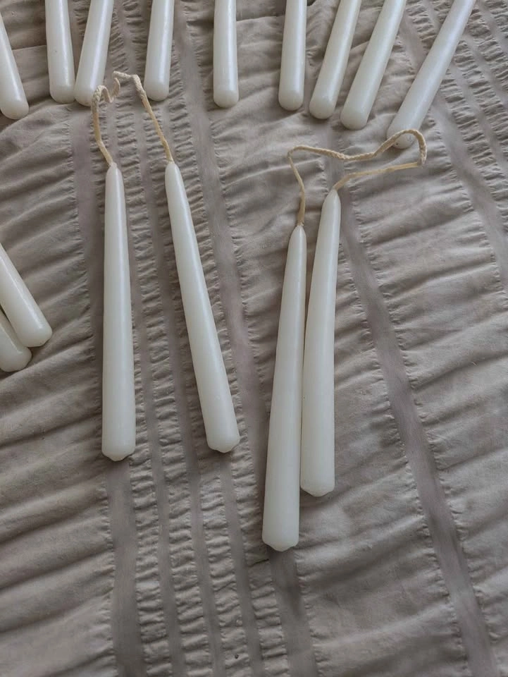 Hand-Dipped White Taper Candles - Set of 16 - photo 5
