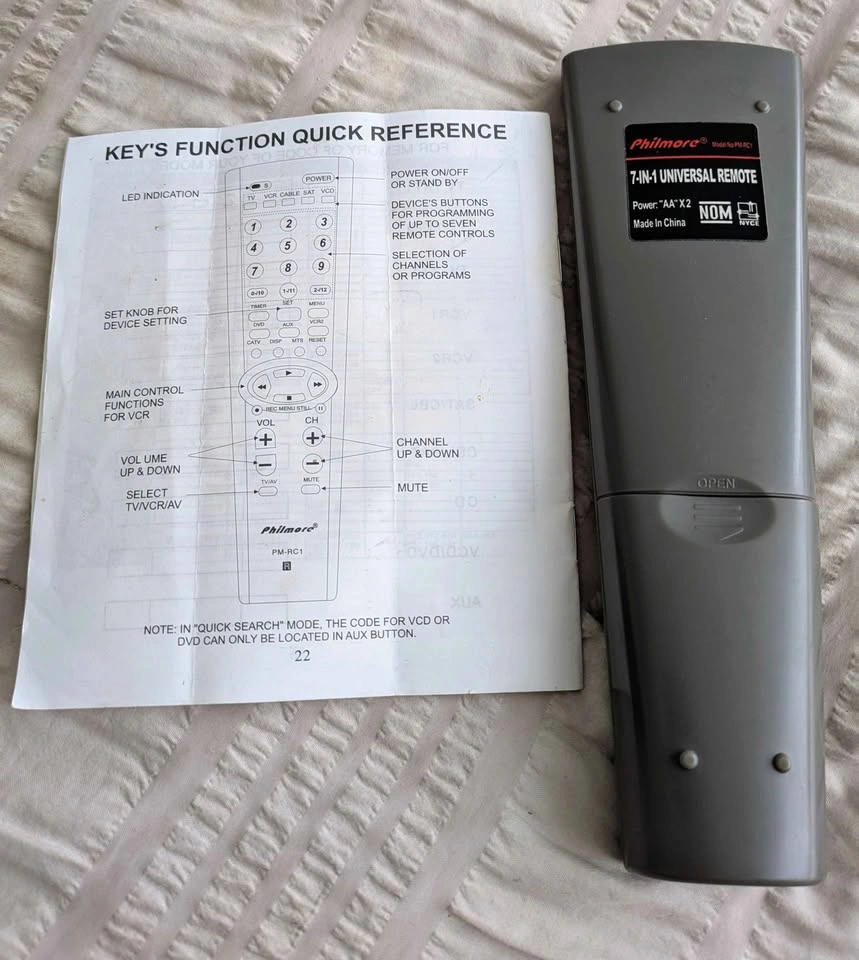 Philmore PM-RC1 7-in-1 Universal Remote Control - photo 3