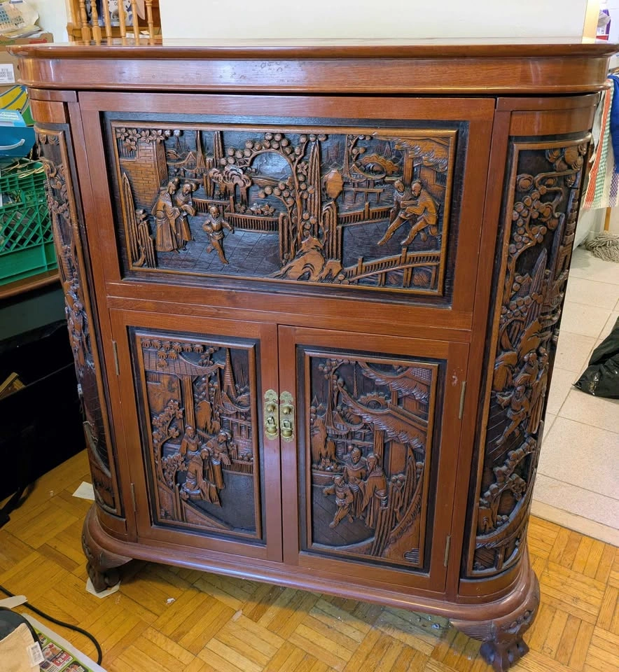 Antique Rosewood Carved Chinese Side Bar - photo 2