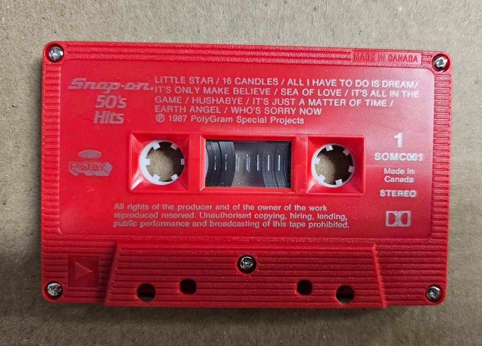 Vintage 1987 Snap-on Tools 50's Hits Red Cassette Tape - photo 3