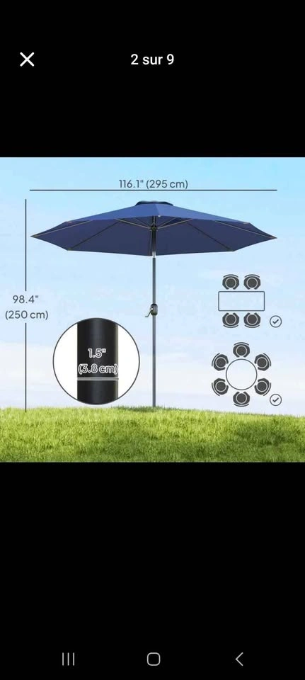 10' x 8' Outdoor Patio Umbrella - photo 2
