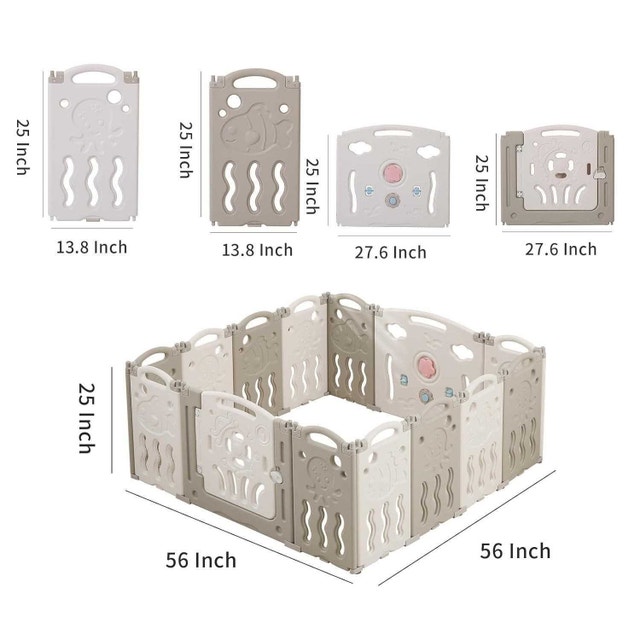 14-Piece Foldable Playpen for Toddlers
