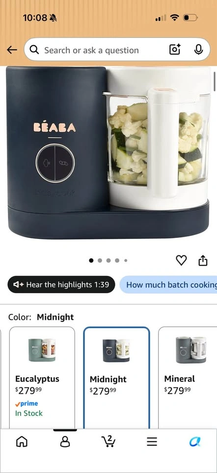 Béaba Babycook Neo Baby Food Maker, 42 Oz, Midnight - photo 2