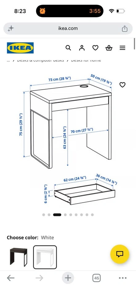 White MICKE desk - photo 3