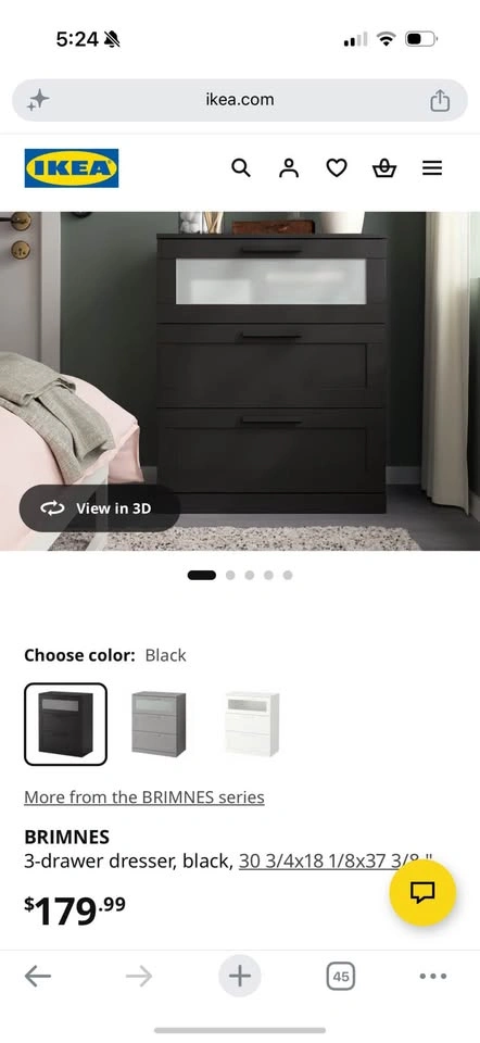 3 drawer black dresser - photo 2