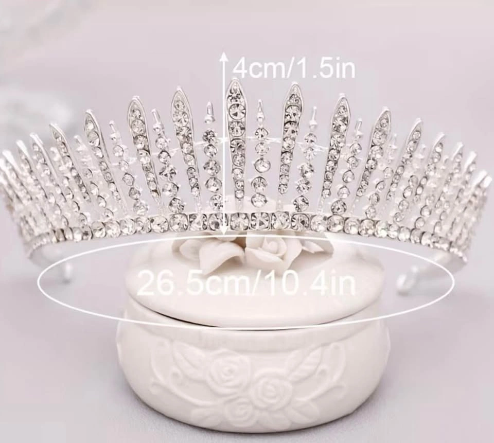 Bridal Silver color Rhinestone Tiara Crown new - photo 2