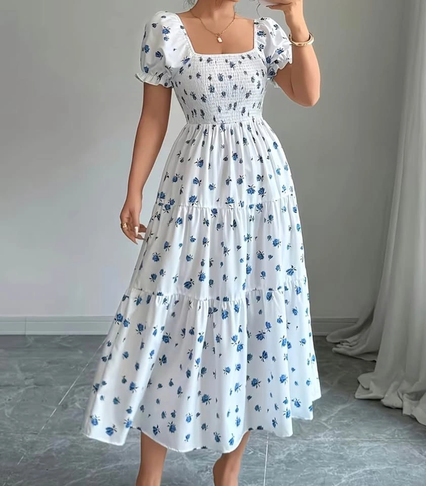 Oversize 4XL New Floral Smocked Tiered Dress - photo 3