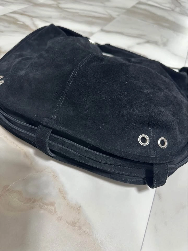 Black Suede Hobo Shoulder Bag - photo 2