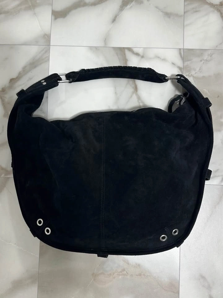 Black Suede Hobo Shoulder Bag - photo 3