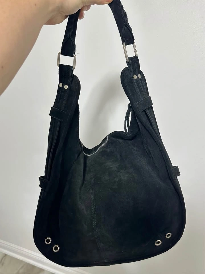 Black Suede Hobo Shoulder Bag - photo 4