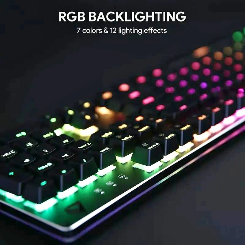 Aukey Black RGB Gaming Keyboard 104-Key Rollover BRAND NEW