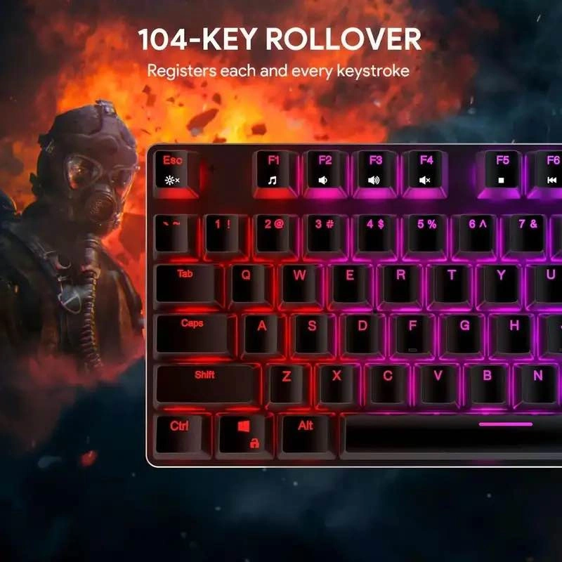 Aukey Black RGB Gaming Keyboard 104-Key Rollover BRAND NEW - photo 2