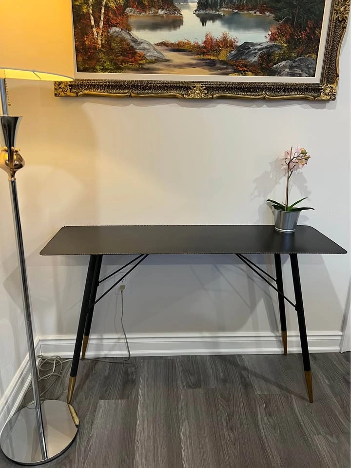 Modern Black Console Table with Gold Accents - photo 2