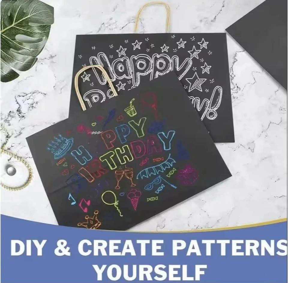 50 Pack Black Paper Gift Bags with Handles (16x6x12 inches) - photo 2