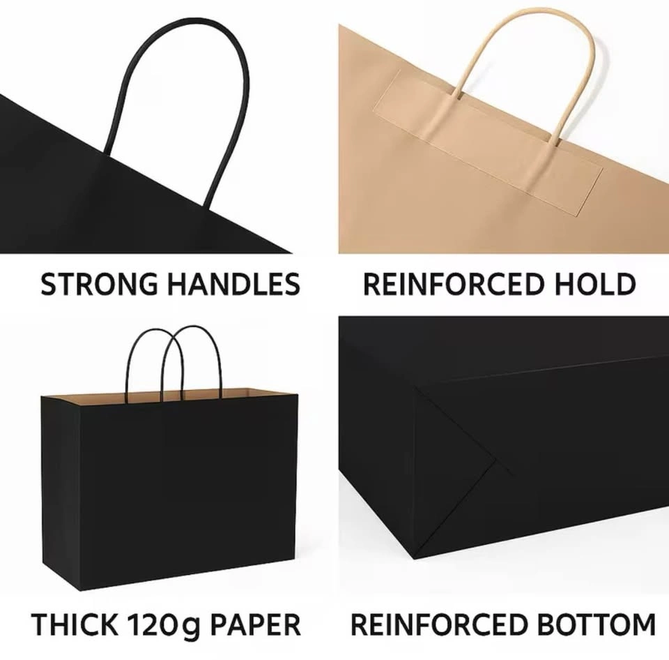 25 Pack Black Paper Gift Bags with Handles - photo 3