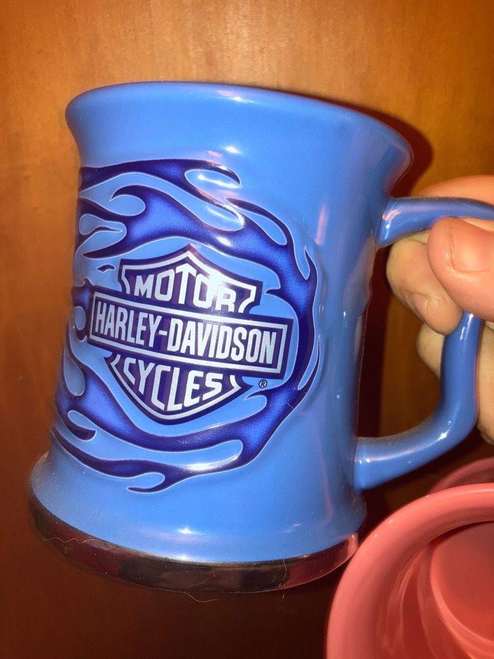 Harley Davidson His & Hers Pink/Blue Flame Coffee Mugs - photo 2