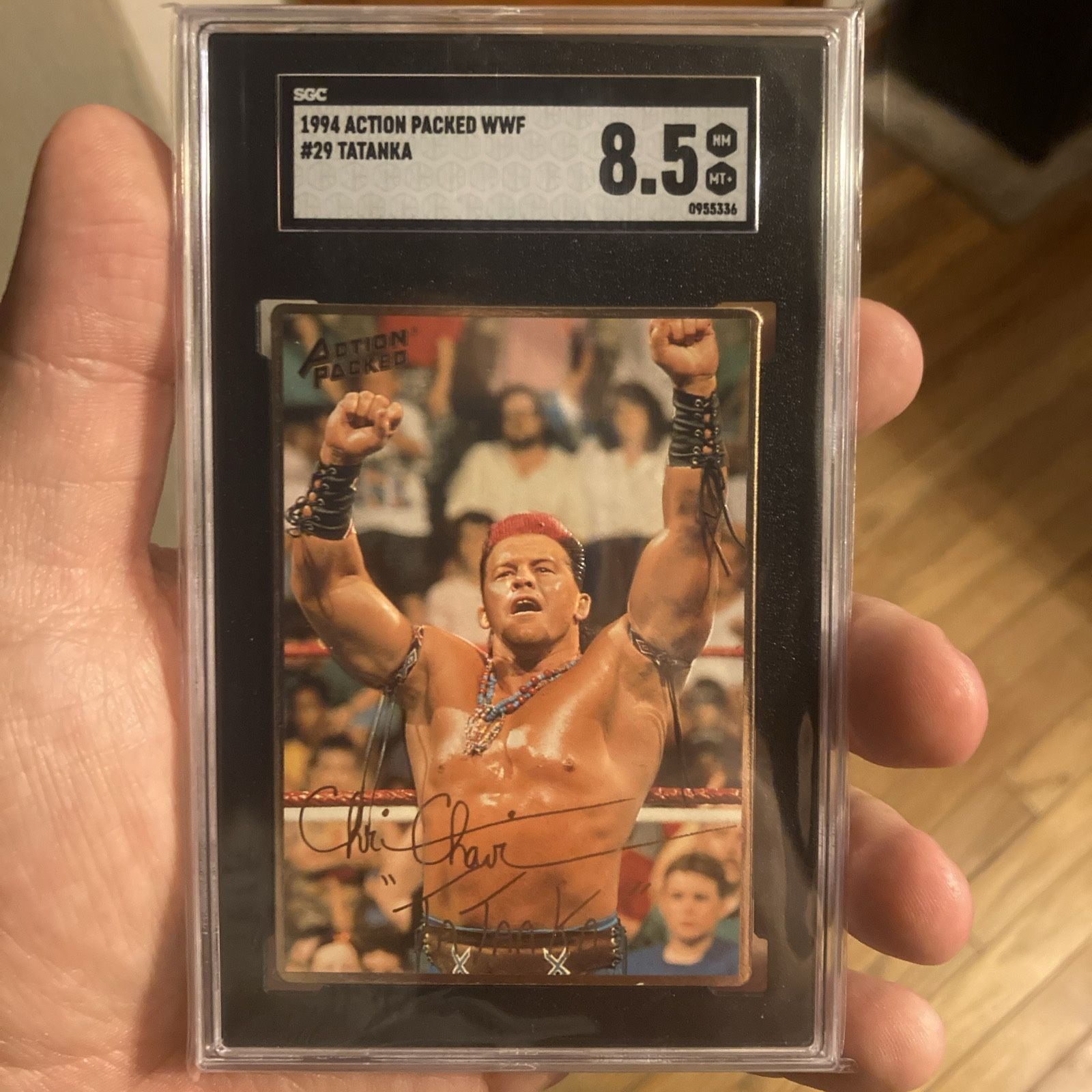 Tatanka #29 Rookie Card 1994 Action Packed WWF SGC 8.5 - photo 2