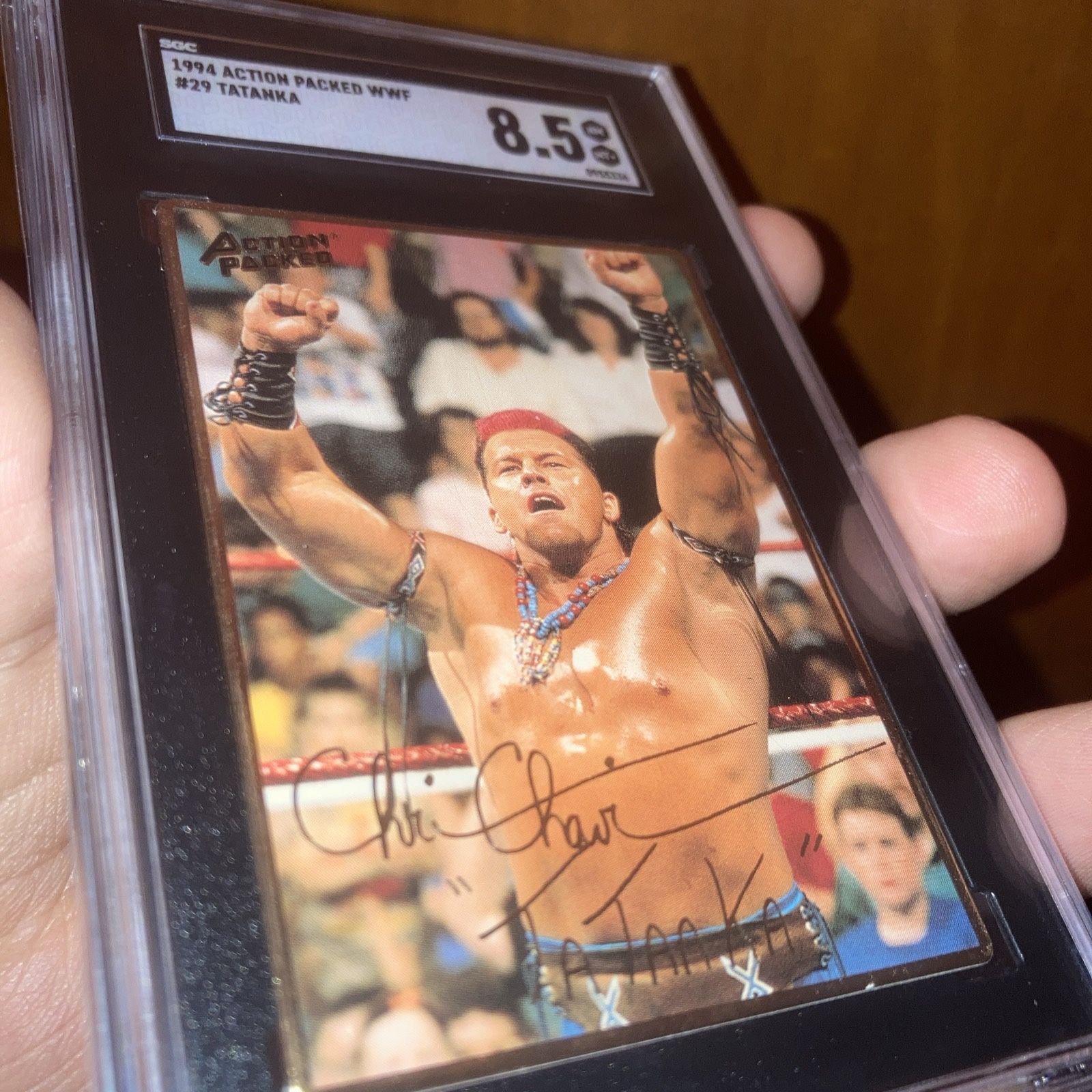 Tatanka #29 Rookie Card 1994 Action Packed WWF SGC 8.5 - photo 4